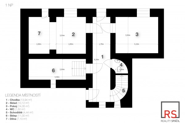 Prodej RD 4+1 (170m2) na pozemku o výměře 979m2 v obci Střítež na Vysočině.