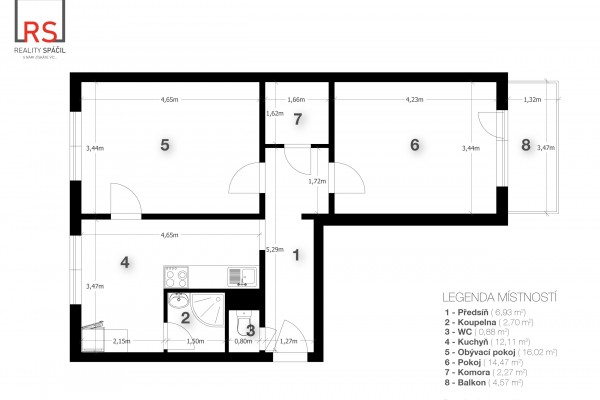 Prodej bytu 2+1(58m2), Filipova 2, Brno, Bystrc
