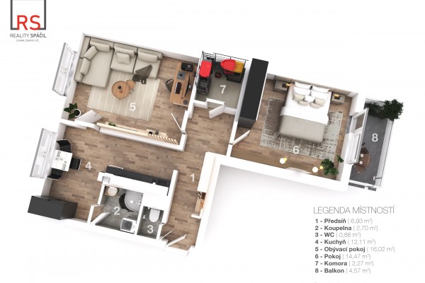 Prodej bytu 2+1(58m2), Filipova 2, Brno, Bystrc