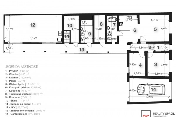 Prodej RD 4+1 (123m2), Celková výměra pozemku(1080m2), Novosedly č.p.61