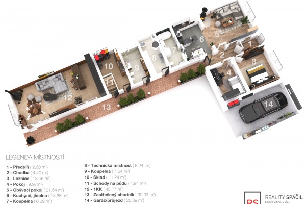 Prodej RD 4+1 (123m2), Celková výměra pozemku(1080m2), Novosedly č.p.61