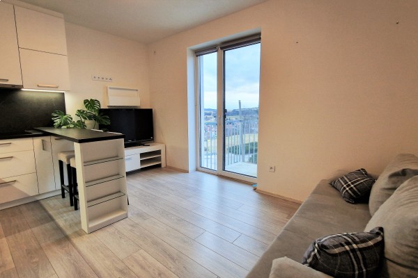 Prodej novostavby bytu 2KK (40m2) s balkonem, sklepem a vlastním parkovacím místem přímo u domu.