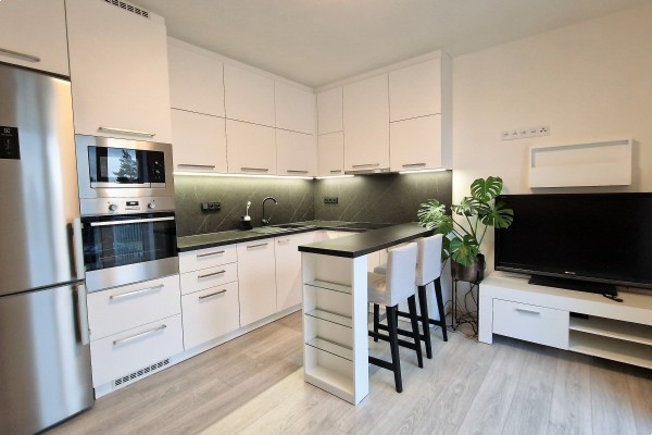 Prodej novostavby bytu 2KK (40m2) s balkonem, sklepem a vlastním parkovacím místem přímo u domu.