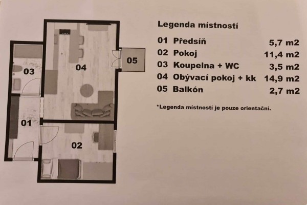 Prodej novostavby bytu 2KK (40m2) s balkonem, sklepem a vlastním parkovacím místem přímo u domu.